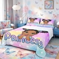 thumbnail image 1 of Castle Fairy Kawaii Bow Princess Bed Sheets 4-Piece,Black Girl Rainbow Glitter Print Full Size Sheets,Pink Blue,1 Fitted Sheet, 1 Flat Sheet and 2 Pillowcases, 1 of 6