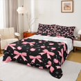 thumbnail image 1 of Castle Fairy Kawaii Bowknot Cherry 3Pcs Twin Sheet Sets for Girls Teens Children,Cute Galaxy Twin Fitted Sheet,Black Pink Breathable Flat Sheet,Ultra Soft Home Decor, 1 of 7