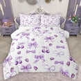 thumbnail image 1 of Castle Fairy Kawaii Bowknot Girl 3 Pieces Queen Comforter Set,Cartoon Purple Strawberry Cherry Ultra Soft Bedding Sets,Polka Dots Bedding Comforter Set Breathable,Lightweight Room Decor,Reversible, 1 of 8