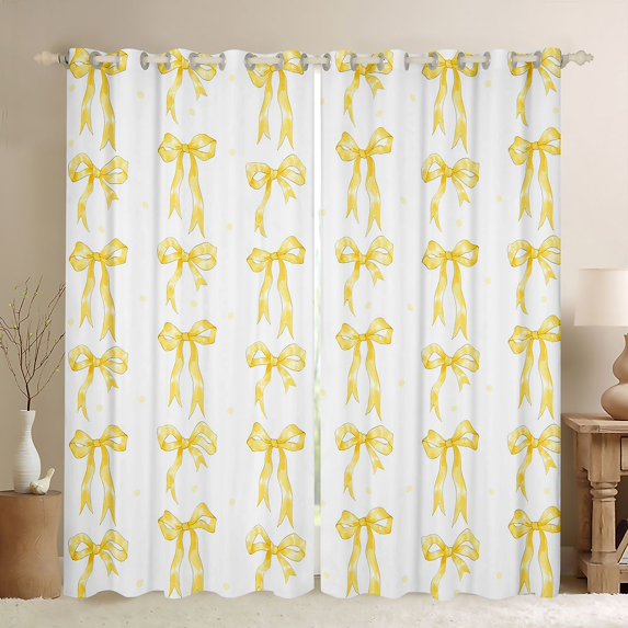 Castle Fairy Kawaii Bowtie Blackout Curtains Set of 2 (52x84 Each),Dreamy Window Curtains