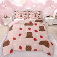 thumbnail image 1 of Castle Fairy Kawaii Capybara Bedding Comforter Set 2pcs for Kids Children,Cartoon Animal Twin Comforter Sets Microfiber,Red Strawberry Flowers Breathable Bedding Set,Super Cozy Room Decor,Reversible, 1 of 8