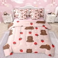 thumbnail image 1 of Castle Fairy Kawaii Capybara Twin Bedding Sets 7-Piece for Kids Children,Cartoon Animal Bedding Comforter Set Microfiber,Red Strawberry Flowers Breathable Sheet Sets,Super Cozy Room Decor,Reversible, 1 of 8
