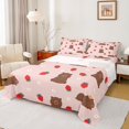 thumbnail image 1 of Castle Fairy Kawaii Capybara Twin Sheet Sets 3pcs for Kids Children,Cartoon Animal Twin Fitted Sheet Microfiber,Red Strawberry Flowers Breathable Flat Sheet,Super Cozy Room Decor, 1 of 7
