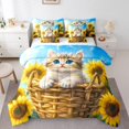 thumbnail image 1 of Castle Fairy Kawaii Cat Bedding Comforter Set 7-Piece for Boys Girls,Chic Floral Sunflower King Bedding Sets,Rustic Farmhouse Ultra Soft Bed Sheets,Microfiber Bedroom Decor,Reversible, 1 of 8