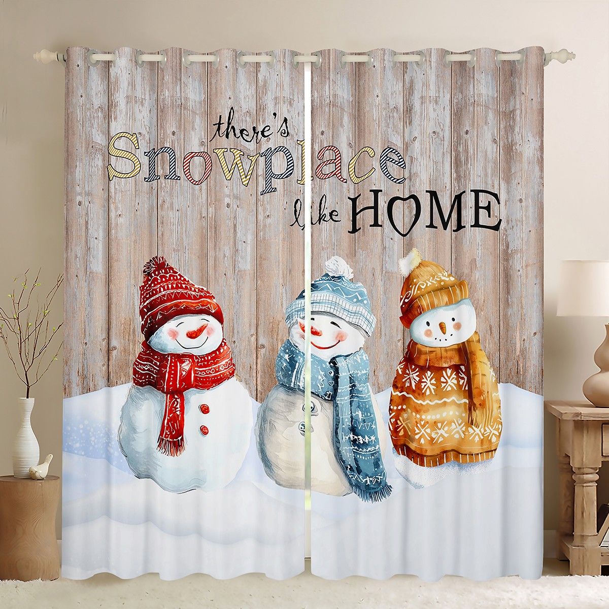 Snowman Glow Quilted Curtains NCU0DDK1724