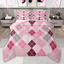 Castle Fairy Kawaii Cute Plaid Twin Comforter Sets,Vintage Collegiate Style Bedding Set