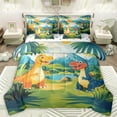 thumbnail image 1 of Castle Fairy Kawaii Dinosaur Twin Bedding Sets 7-Piece for Children Kids Teens,Cartoon Animal Dino Bedding Comforter Set Microfiber,Jungle Wildlife Breathable Sheet Sets,Super Cozy Room Decor, 1 of 8