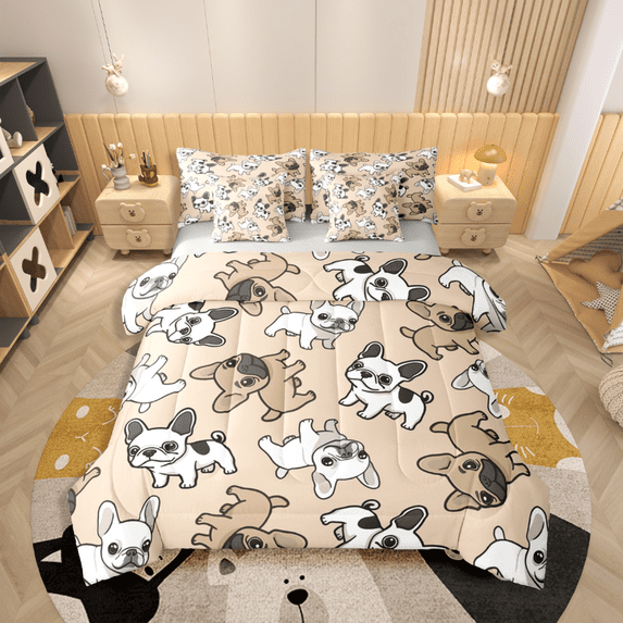 Castle Fairy Kawaii Dogs Boy 7-Piece Bedding Comforter Set,Cute Animal King Bedding Sets,Cartoon Pets Ultra Soft Bed Sheets,Super Cozy Room Decor
