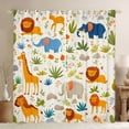 thumbnail image 1 of Castle Fairy Kawaii Elephants Giraffe Lion Blackout Curtains Set of 2 (52x84 Each) for Kids Children,Cartoon Animal Window Curtains,Botanical Plants Leaves Curtains and Drapes,Super Cozy Room Decor, 1 of 6