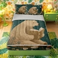 thumbnail image 1 of Castle Fairy Kawaii Floral Reading Bear Zipper Full Size Comforter Sets with Fitted Sheet and 2 Pillowcases,Cute Animal Wildflower Zipper Bedding Set,Sage White Orange,Grey Reversible,4pcs, 1 of 6
