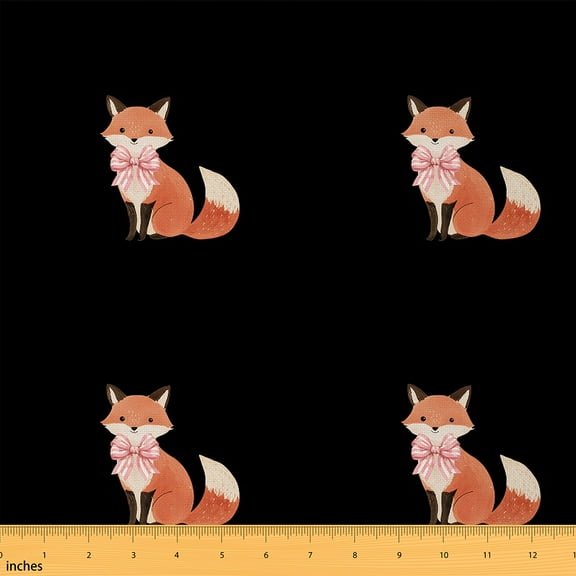Castle Fairy Kawaii Fox Fabric by the Yard 1 Yard,Pink Bowknot Home Decor Fabric by the Yard,Floral Animal Room Decor Fabric by the Yard,Ultra Soft Cute Home Decor