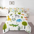 thumbnail image 1 of Castle Fairy Kawaii Giraffe Elephant Zebra Fox Twin Comforter Sets,Wildlife Bedding Set, 1 of 8