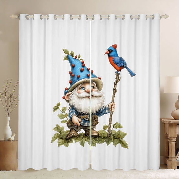 Castle Fairy Kawaii Gnome Curtains Pack of 2 (42x84 Each),Animal Bird Curtains Blackout