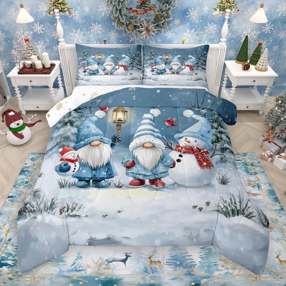 Castle Fairy 3-Piece Full Comforter Set - Gnome Sparrow, Xmas