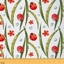Castle Fairy Kawaii Ladybird Fabric by the Yard 1 Yard,Black Red Green Home Decor Fabric by the Yard,Botanical Plants Room Decor Fabric by the Yard,Super Cozy Cartoon Room Decor