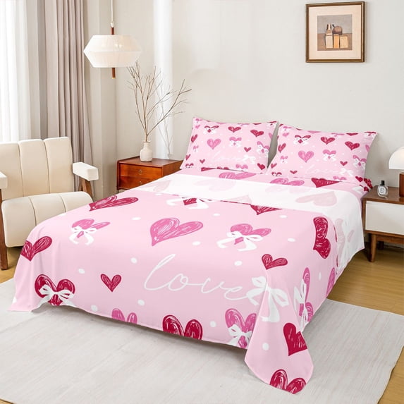 Castle Fairy Kawaii Love Heart Bed Sheets,Cute Polka Dots King Sheets