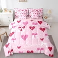thumbnail image 1 of Castle Fairy Kawaii Love Heart Bedding Comforter Set,Cute Polka Dots King Bedding Sets, 1 of 8