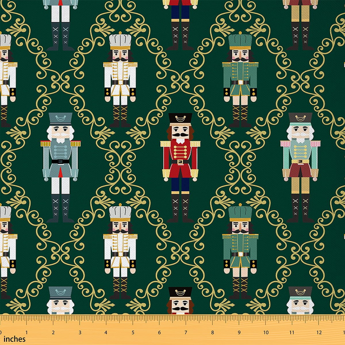 Castle Fairy Kawaii Nutcracker Fabric by the Yard 2 Yards,Geometric Lattice Room Decor Fabric by the Yard,Festival Xmas Sewing Fabric,Lightweight Room Decor