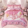 thumbnail image 1 of Castle Fairy Kawaii Princess Castle Twin Comforter Sets,Flying Gold Fairy Bedding Set, 1 of 8