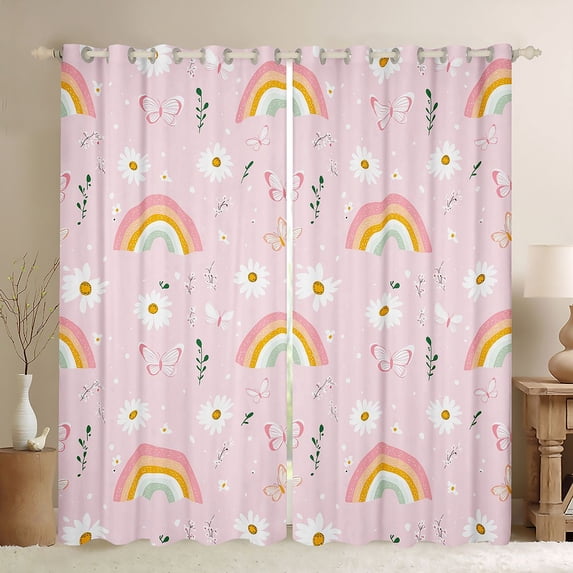 Castle Fairy Kawaii Rainbow Curtains Pack of 2 (42x84 Each),Cute Daisy Curtains Blackout