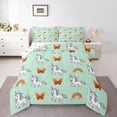 thumbnail image 1 of Castle Fairy Kawaii Rainbow Unicorn Twin Comforter Sets,Cute Butterflies Bedding Set, 1 of 8