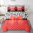 thumbnail image 1 of Castle Fairy Kawaii Ribbon Bow Bedding Comforter Set,Animal Leopard Print Full Bedding Set, 1 of 8