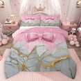 thumbnail image 1 of Castle Fairy Kawaii Ribbon Bow Girl Bedding Comforter Set 2pcs,Abstract Marble Twin Comforter Sets Microfiber,Dreamy Princess Glitter Breathable Bedding Set,Super Cozy Room Decor,Reversible, 1 of 8