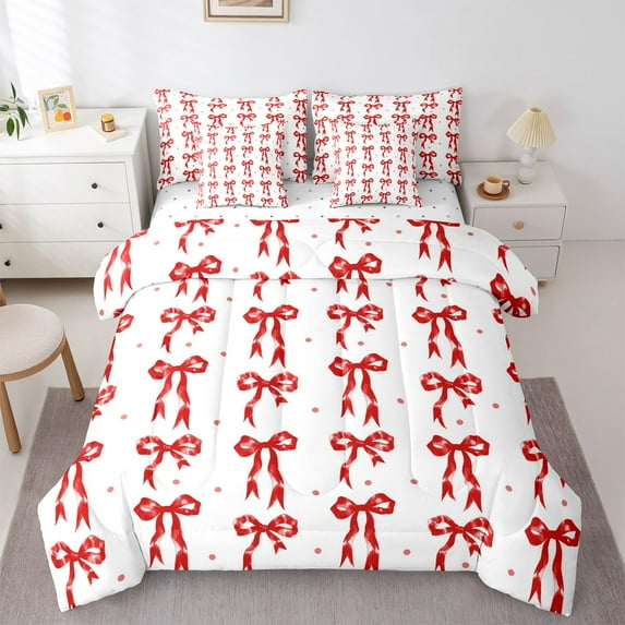 Castle Fairy Kawaii Ribbon Bowtie Twin Bedding Sets,Dreamy Princess Bedding Comforter Set