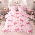 thumbnail image 1 of Castle Fairy Kawaii Sakura Bowknot Twin Bedding Sets 7-Piece for Kids Teens Adults,Dreamy Princess Bedding Comforter Set Microfiber,Chic Flower Cherry Blossom Breathable Sheet Sets, 1 of 8