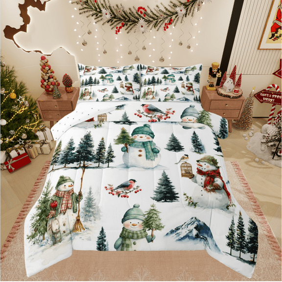 Castle Fairy 2-Piece Twin Size Comforter Set - Snowman Christmas Holiday Print