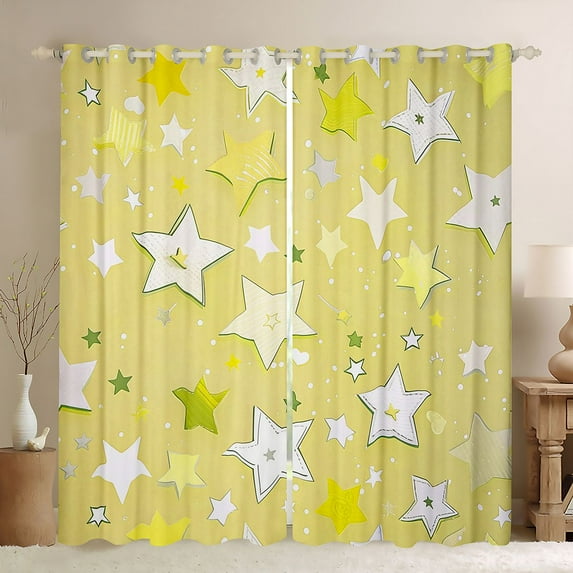 Castle Fairy Kawaii Starry Sky Black Out Curtains for Preppy Child,Dreamy Princess Curtains Pack of 2 (42x63 Each),Cute Stars Print Bedroom Curtains,Lightweight Room Decor