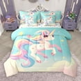 thumbnail image 1 of Castle Fairy Kawaii Stars Unicorn 7-Piece Bedding Comforter Set for Girls Children,Princess Rainbow King Bedding Sets,Cute Animal Ultra Soft Bed Sheets,Luxury Bedroom Decor, 1 of 8