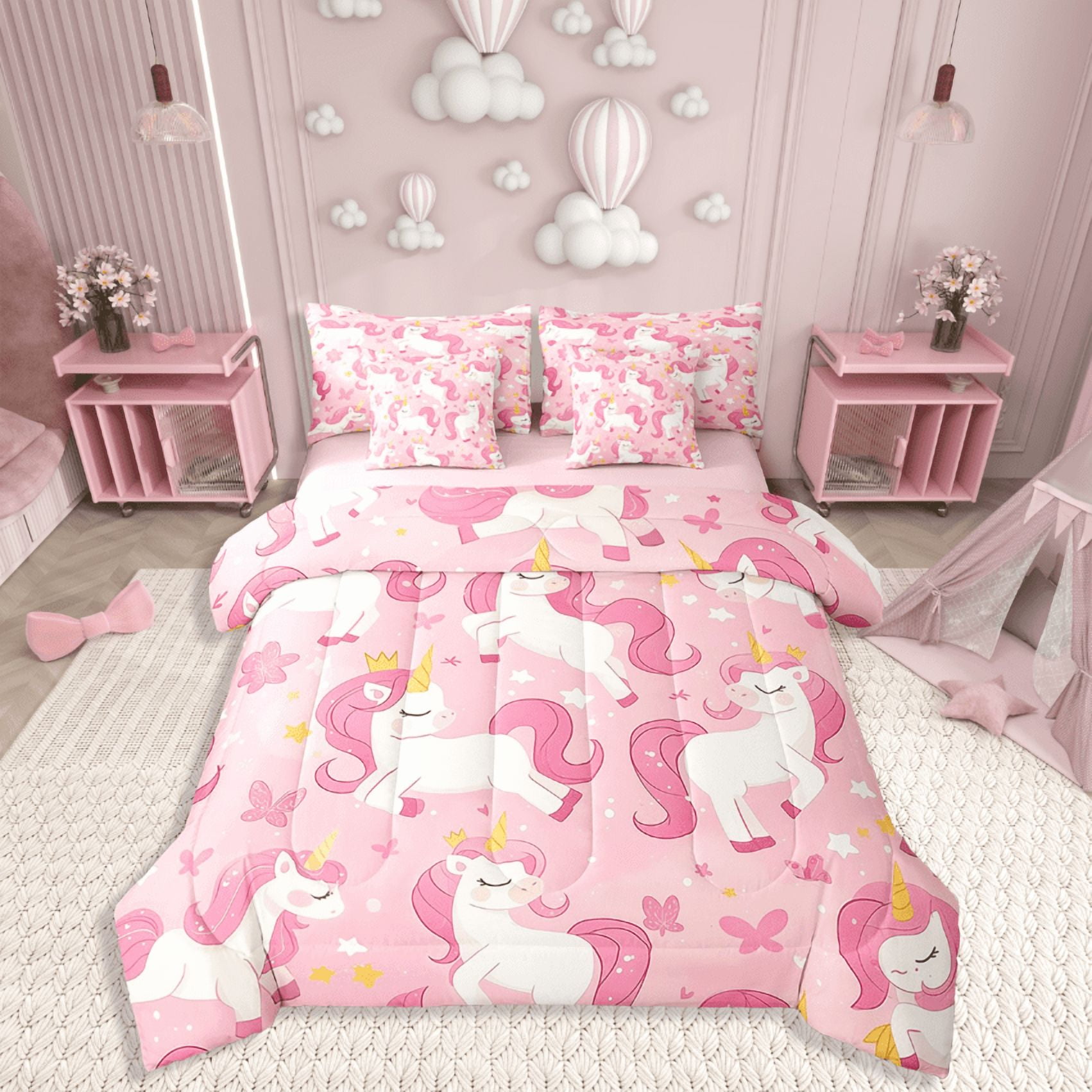 Blue Kawaii Unicorn Bedding main image 0