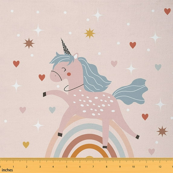 Castle Fairy Kawaii Unicorn Fabric by the Yard 5 Yards for Children,Cute Rainbow Fabric for Sewing,Dreamy Princess Home Decor Fabric by the Yard,Super Cozy Room Decor