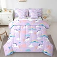 thumbnail image 1 of Castle Fairy Kawaii Unicorn Twin Bedding Sets,Floral Love Heart Bedding Comforter Set, 1 of 8