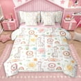 thumbnail image 1 of Castle Fairy Kawaii Wildlife Elephant Lion 7 Pieces Bedding Comforter Set for Children Preppy Teens,Animal Giraffe Full Bedding Set Lightweight,Cartoon Wildlife Fitted Sheet Flat Sheet, 1 of 8