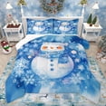 thumbnail image 1 of Castle Fairy Kawaii Xmas Snowman 3 Pieces Queen Comforter Set for Kids Children Teens,Gradient Christmas Snowflakes Ultra Soft Bedding Sets,Happy New Year Bedding Comforter Set Breathable, 1 of 8