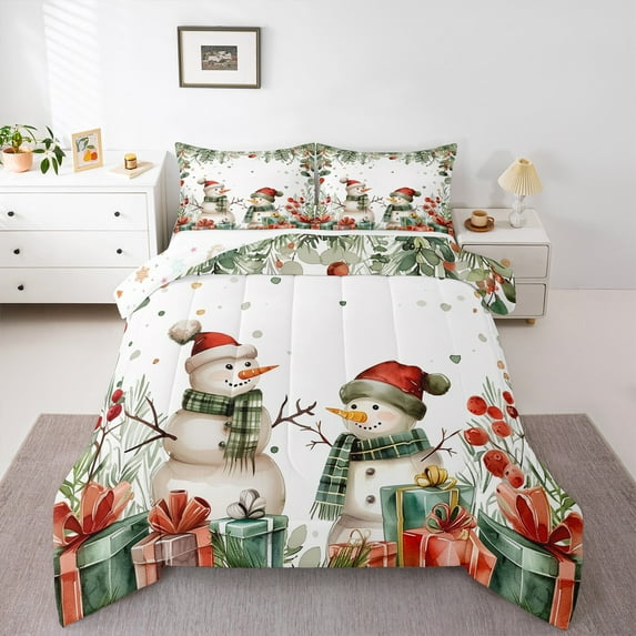 Castle Fairy 3-Piece Queen Snowman Xmas Bedding Comforter Set