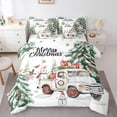 thumbnail image 1 of Castle Fairy Kawaii Xmas Snowman 7-Piece Bedding Comforter Set for Preppy Children Teens,Retro White Truck King Bedding Sets,Merry Christmas Tree Ultra Soft Bed Sheets,Microfiber Bedroom Decor, 1 of 8