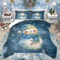 thumbnail image 1 of Castle Fairy Kids Kawaii Xmas Snowman 2-Piece Twin Comforter Set, Gradient Christmas Snowflakes Happy New Year Breathable Bedding, 1 of 8
