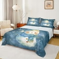 thumbnail image 1 of Castle Fairy Kawaii Xmas Snowman Twin Sheet Sets 3pcs for Kids Children Teens,Gradient Christmas Snowflakes Twin Fitted Sheet Microfiber,Happy New Year Breathable Flat Sheet,Super Cozy Room Decor, 1 of 7