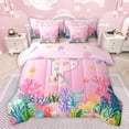 thumbnail image 1 of Castle Fairy Kids Boys Girls Letter Monogrammed P Bedding Comforter Set 7-Piece,Kawaii Ocean Salamander King Bedding Sets,Marine Dreamy Princess Ultra Soft Bed Sheets,Ultra Soft Home Decor, 1 of 8