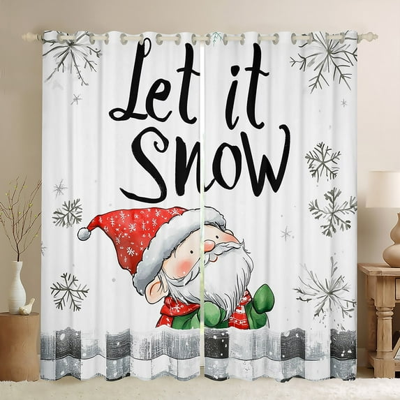 Castle Fairy Kids Cartoon Gnome Blackout Curtains Set of 2 (52x84 Each),Geometric Lattice Window Curtains,Winter Snowflakes Curtains and Drapes,Super Cozy Room Decor