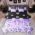 thumbnail image 1 of Castle Fairy Kids Children Cartoon Ribbon Bow-Tie Bedding Comforter Set 7pcs,Bling Purple Glitter Queen Bedding Sets Super Cozy,Animal Leopard Print Queen Sheet Sets,Ultra Soft Home Decor,Reversible, 1 of 8