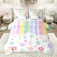 thumbnail image 1 of Castle Fairy Kids Children Colorful Groovy Flowers Bedding Comforter Set 7-Piece,Cartoon Geometric Stripes King Bedding Sets,Pink Polka Dots Ultra Soft Bed Sheets,Ultra Soft Home Decor,Reversible, 1 of 8