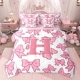 thumbnail image 1 of Castle Fairy Kids Children Pink Bow Personalized Initial H Twin Bedding Sets 7-Piece,Dreamy Princess Bow-Tie Bedding Comforter Set Microfiber,Cute Bowknot Bow Breathable Sheet Sets, 1 of 8