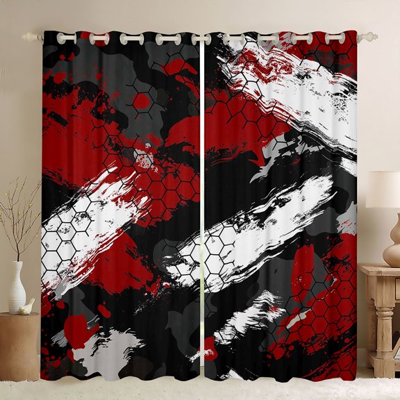Castle Fairy Kids Children Teens Abstract Hexagon Curtains Pack of 2 (42x84 Each),Geometric Honeycomb Curtains Blackout,Graffiti Splash Bedroom Curtains,Breathable Home Decor