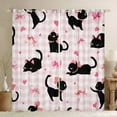 thumbnail image 1 of Castle Fairy Kids Children Teens Cute Black Cats Curtains Pack of 2 (42x84 Each),Cartoon Ribbon Bow Knot Curtains Blackout,Kawaii Geometric Plaid Bedroom Curtains,Luxury Bedroom Decor, 1 of 6