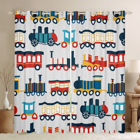 Castle Fairy Kids Children Teens Kawaii Railway Train Blackout Curtains Set of 2 (52x84 Each),Car Theme Window Curtains,Transportation Theme Curtains and Drapes,Microfiber Bedroom Decor