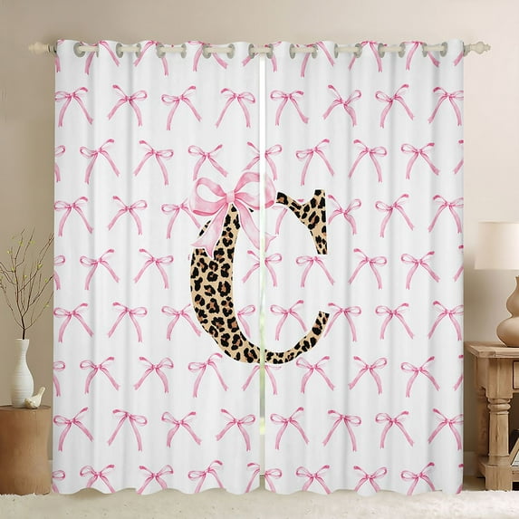 Castle Fairy Kids Children Teens Personalized Initial Alphabet C Black Out Curtains,Dreamy Princess Bowknot Curtains Pack of 2 (42x63 Each),Cheetah Leopard Print Bedroom Curtains